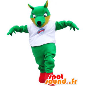 Gran mascota de zorro verde con una camisa blanca - MASFR032830 - Mascotas Fox