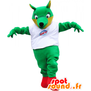 Grande mascote raposa verde com uma camisa branca - MASFR032830 - Fox Mascotes