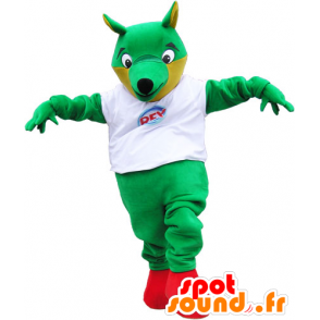 Large green fox mascot with a white shirt - MASFR032830 - Mascots Fox