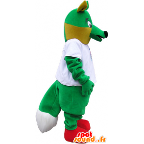 Gran mascota de zorro verde con una camisa blanca - MASFR032830 - Mascotas Fox