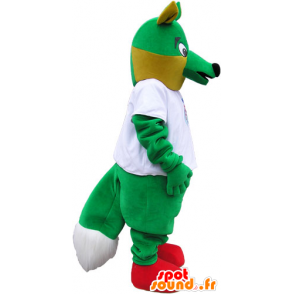 Grote groene vos mascotte met een wit overhemd - MASFR032830 - Fox Mascottes