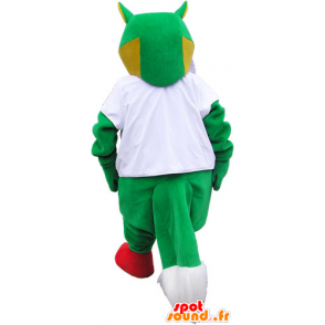Stor grön rävmaskot med vit t-shirt - Spotsound maskot