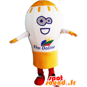 Mascot giant light bulb, white and yellow - MASFR032832 - Mascots bulb