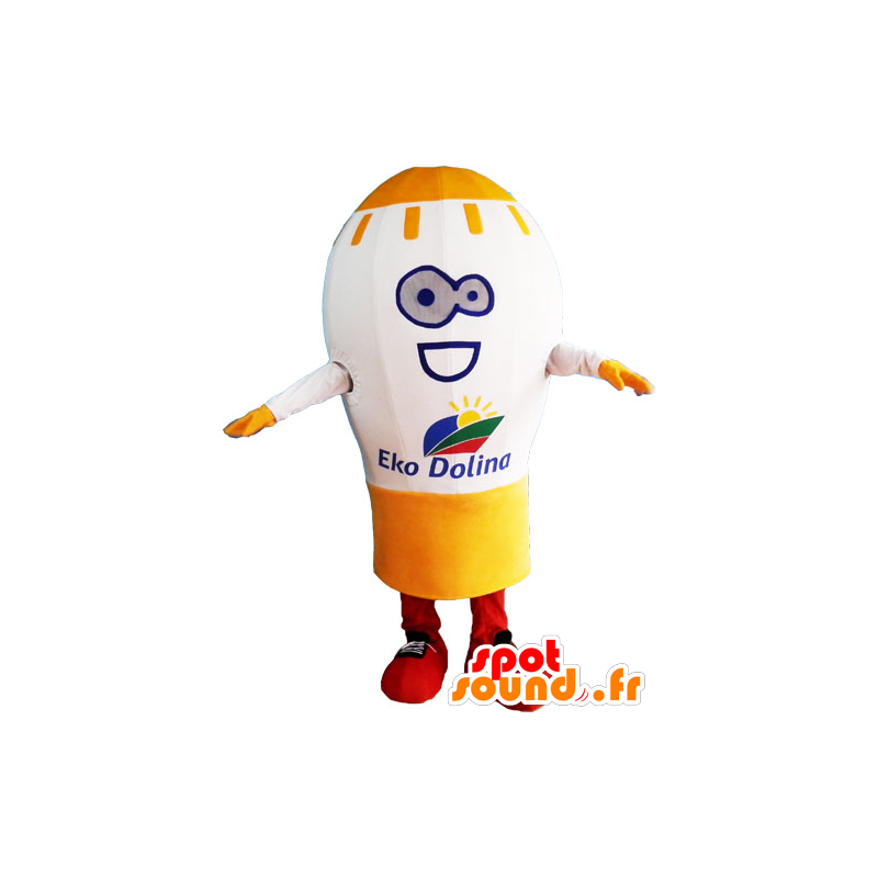 Mascot giant light bulb, white and yellow - MASFR032832 - Mascots bulb