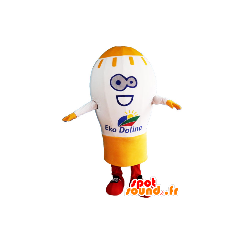 Mascot γιγαντιαία λάμπα, λευκό και κίτρινο - MASFR032832 - μασκότ Bulb