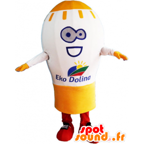 Mascotte lampadina gigante, bianco e giallo - MASFR032832 - Lampadina mascotte