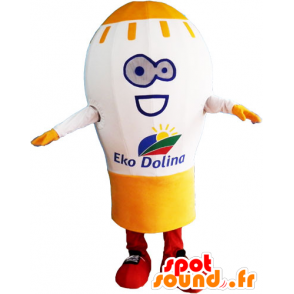 Mascot γιγαντιαία λάμπα, λευκό και κίτρινο - MASFR032832 - μασκότ Bulb