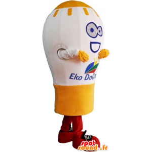 Mascot γιγαντιαία λάμπα, λευκό και κίτρινο - MASFR032832 - μασκότ Bulb