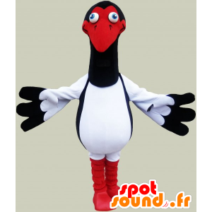 Hvit måke maskot, svart og rødt. Bird Costume - MASFR032835 - Maskoter av havet