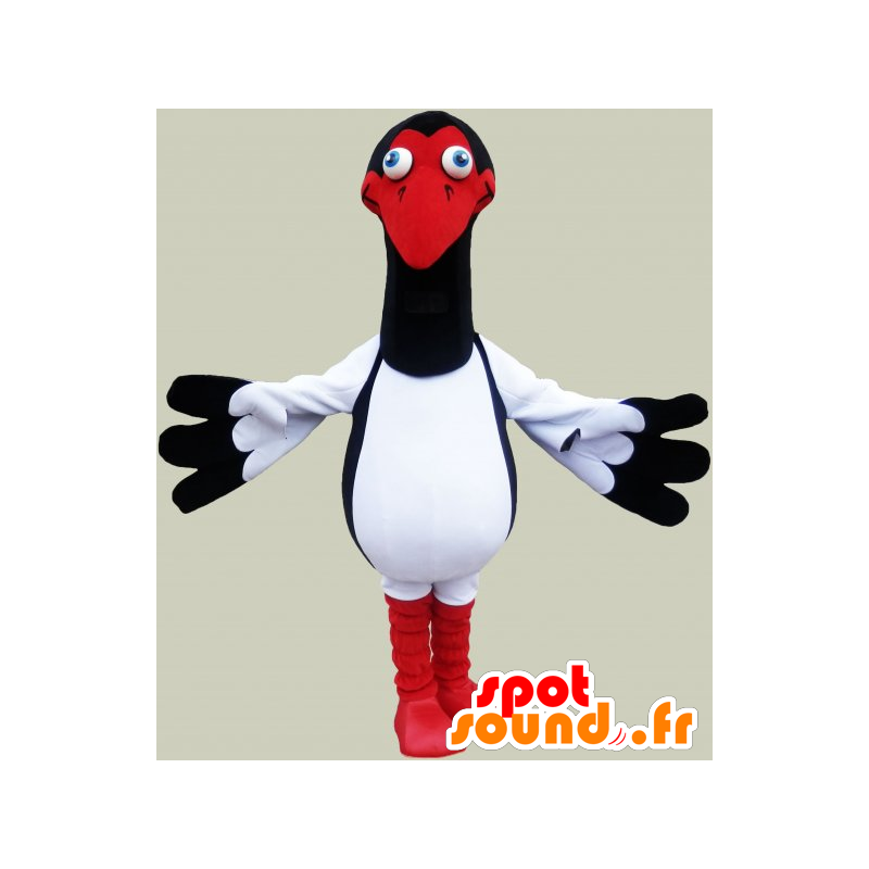 Mascota de gaviota blanca, negro y rojo. Traje de aves - MASFR032835 - Mascotas del océano