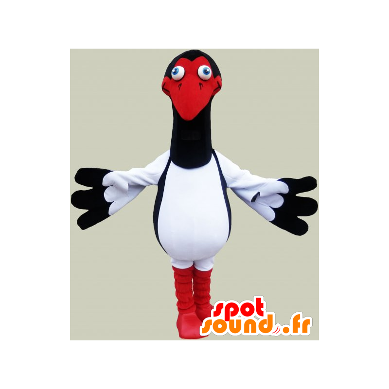 Mascotte gabbiano bianco, nero e rosso. Costume dell'uccello - MASFR032835 - Mascotte dell'oceano
