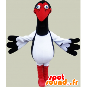 Bílý racek maskot, černá a červená. Bird Costume - Maskoti oceánu - MASFR032835 - SpotSound.fr