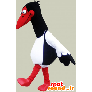 Mascotte de mouette blanche, noire et rouge. Costume d'oiseau - MASFR032835 - Mascottes de l'océan