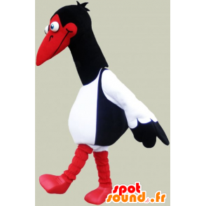 Hvit måke maskot, svart og rødt. Bird Costume - MASFR032835 - Maskoter av havet