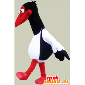 Mascote gaivota branca, preta e vermelha. Costume pássaro - MASFR032835 - Mascotes do oceano