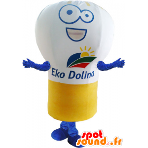 Mascot gigantisk pære, hvit, gul og blå - MASFR032837 - Maskoter Bulb