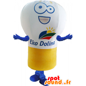 Mascot λάμπα γίγαντα, λευκό, κίτρινο και μπλε - MASFR032837 - μασκότ Bulb