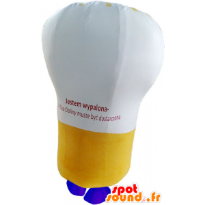 Mascot riesigen Glühbirne, weiß, gelb und blau - MASFR032837 - Maskottchen-Birne