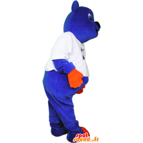 Blue bear mascot with orange hands and legs - MASFR032842 - Bear mascot