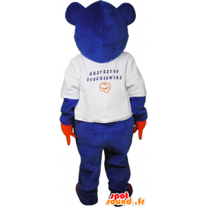 Modrý medvěd maskot s oranžovými ruce a nohy - MASFR032842 - Bear Mascot