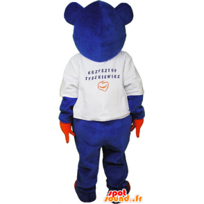 Mascota del oso azul con las manos y las piernas de color naranja - MASFR032842 - Oso mascota
