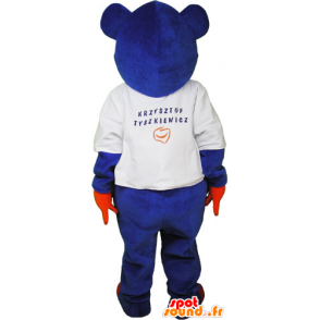 Orso mascotte blu con le mani e le gambe arancione - MASFR032842 - Mascotte orso