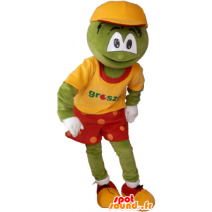 Funny snowman mascot, green-colored dress - MASFR032844 - Human mascots
