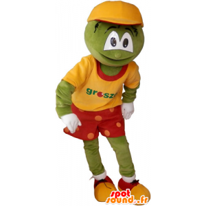 Grappige sneeuwman mascotte, groen-gekleurde kleding - MASFR032844 - man Mascottes