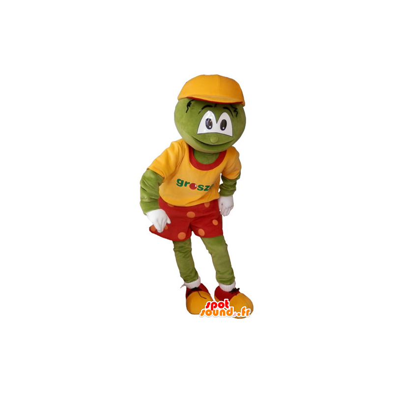 Mascotte de bonhomme rigolo, vert en tenue coloré - MASFR032844 - Mascottes Homme