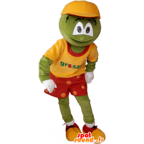 Mascotte de bonhomme rigolo, vert en tenue coloré - MASFR032844 - Mascottes Homme