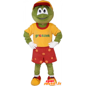 Grappige sneeuwman mascotte, groen-gekleurde kleding - MASFR032844 - man Mascottes