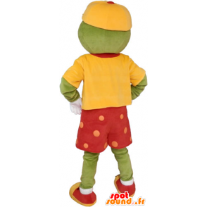 Grappige sneeuwman mascotte, groen-gekleurde kleding - MASFR032844 - man Mascottes