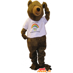 Mascot gran oso pardo con una camisa blanca - MASFR032845 - Oso mascota