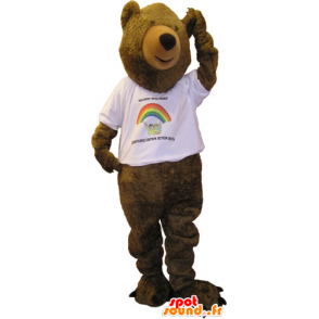 Mascot grande orso bruno con una camicia bianca - MASFR032845 - Mascotte orso