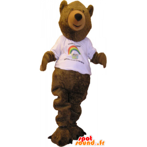 Mascot grande orso bruno con una camicia bianca - MASFR032845 - Mascotte orso