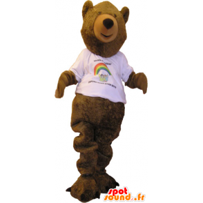 Mascot grande orso bruno con una camicia bianca - MASFR032845 - Mascotte orso