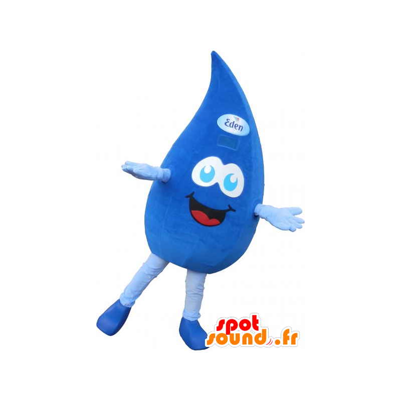 Mascotte de goutte d'eau, bleue, géante et souriante - MASFR032846 - Mascottes non-classées