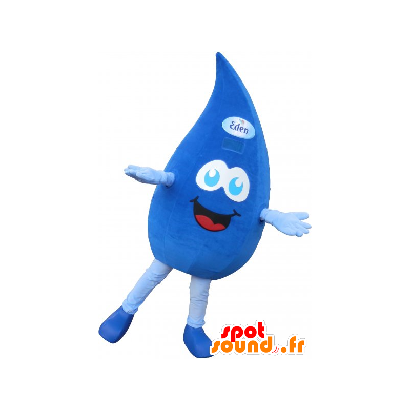 Gota mascote, azul, gigante, sorrindo - MASFR032846 - Mascotes não classificados