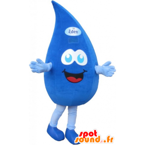 Goccia mascotte, blu, gigante, sorridente - MASFR032846 - Mascotte non classificati