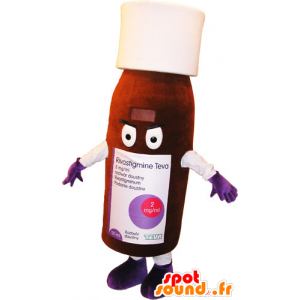 Bruine en witte fles mascotte. lotion Mascot - MASFR032849 - mascottes objecten