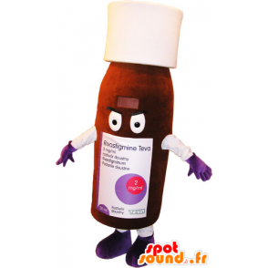 Bruine en witte fles mascotte. lotion Mascot - MASFR032849 - mascottes objecten