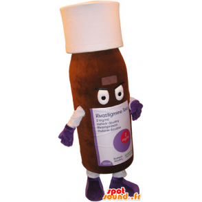 Mascotte de flacon marron et blanc. Mascotte de lotion - MASFR032849 - Mascottes d'objets