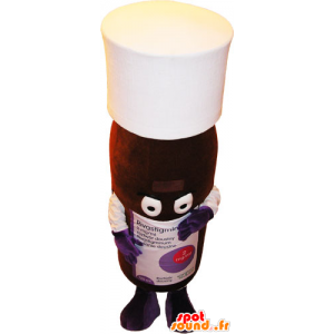 Bruine en witte fles mascotte. lotion Mascot - MASFR032849 - mascottes objecten