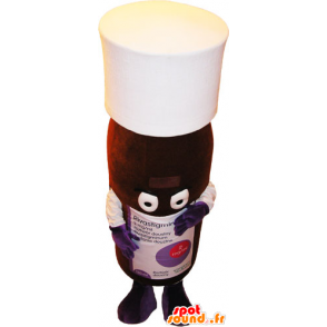 Mascotte de flacon marron et blanc. Mascotte de lotion - MASFR032849 - Mascottes d'objets