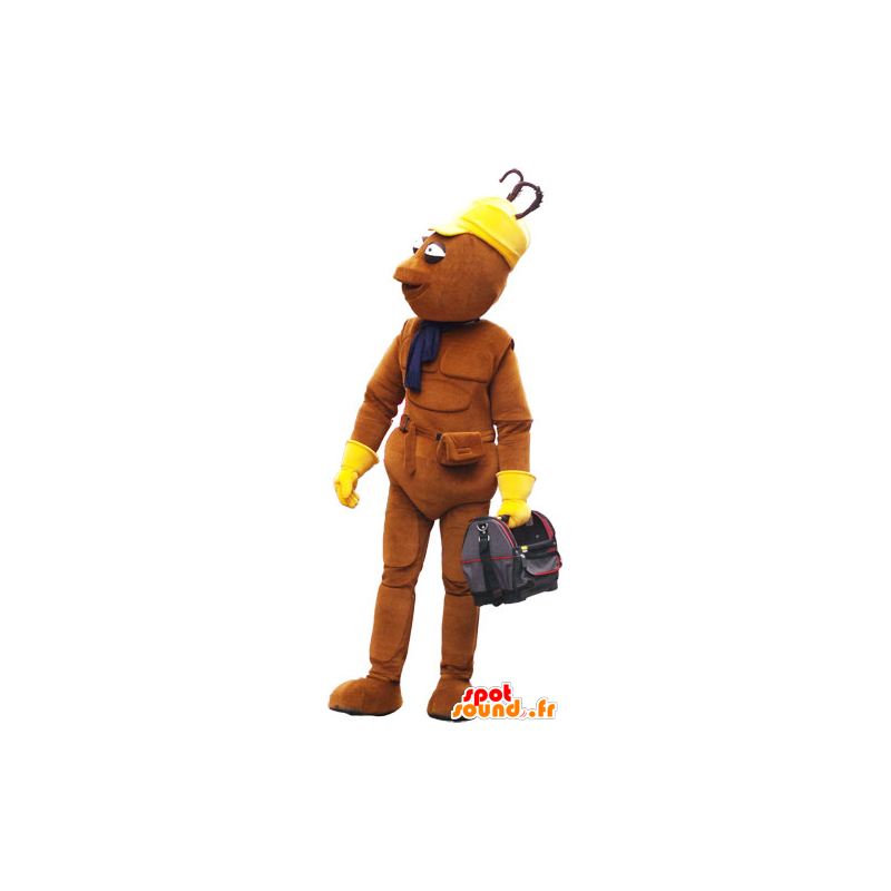 Mascotte de bonhomme marron tout fin avec un sac - MASFR032850 - Mascottes Homme