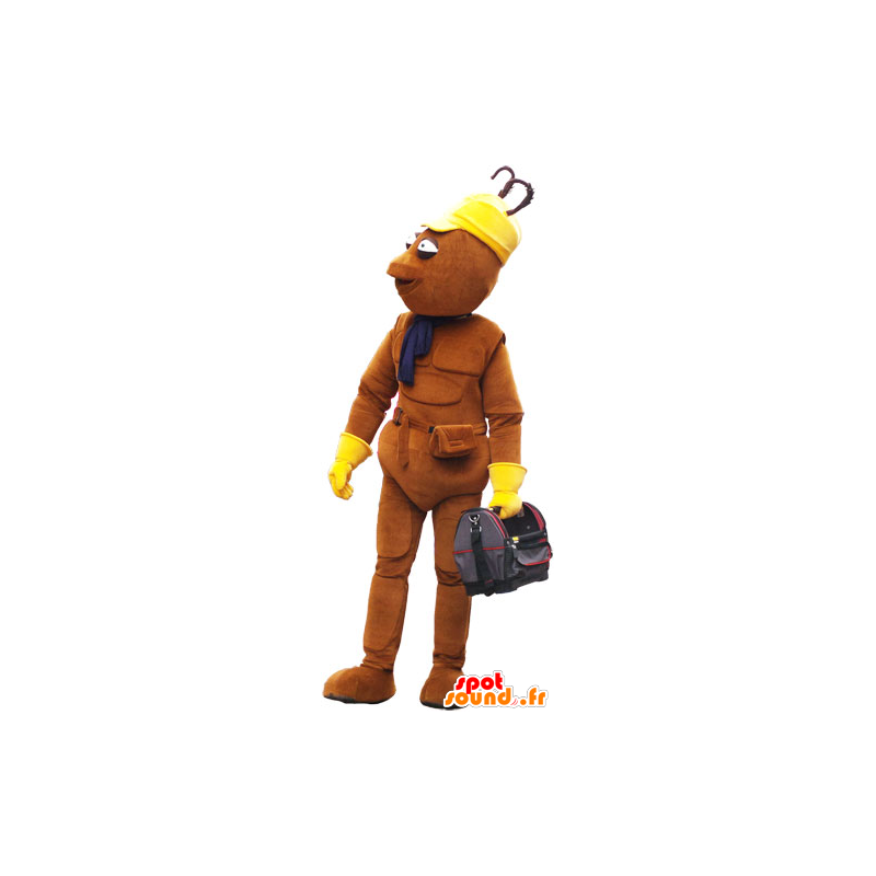 Mascot avslutte alle brun mann med en pose - MASFR032850 - Man Maskoter