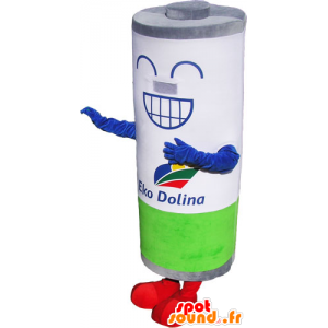 Mascot giant battery, white, gray and green, smiling - MASFR032852 - Mascots of objects
