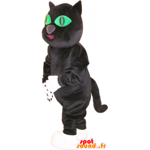 Großhandel Maskottchen schwarz-weiße Katze mit grünen Augen - MASFR032858 - Katze-Maskottchen