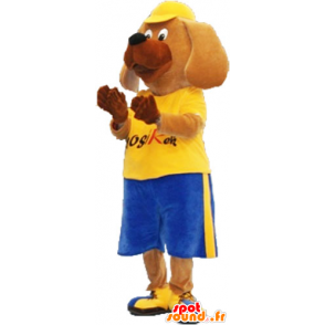 Mascot grande cane in abbigliamento sportivo con un tappo - MASFR032862 - Mascotte sport