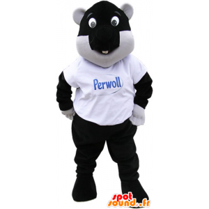 Stor maskot bever svart og hvitt med moro luft - MASFR032864 - Beaver Mascot